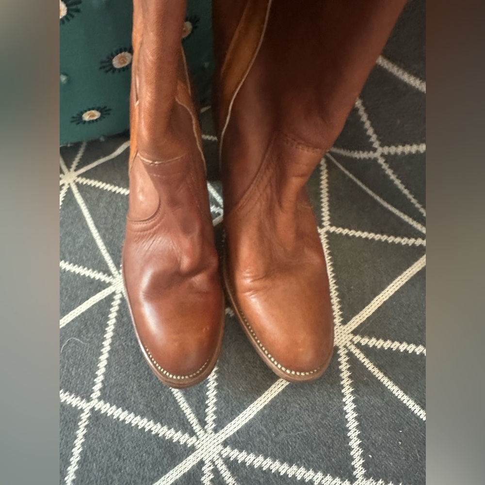 Vintage Frye Brown Leather Tall Heeled Boots size 7 - Picture 4 of 7